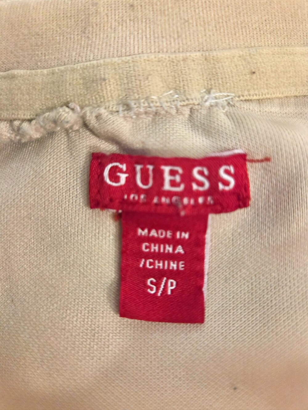 GUESS Off White Cropped Drawstring Sweatshirt -  Small - Picture 4 of 5